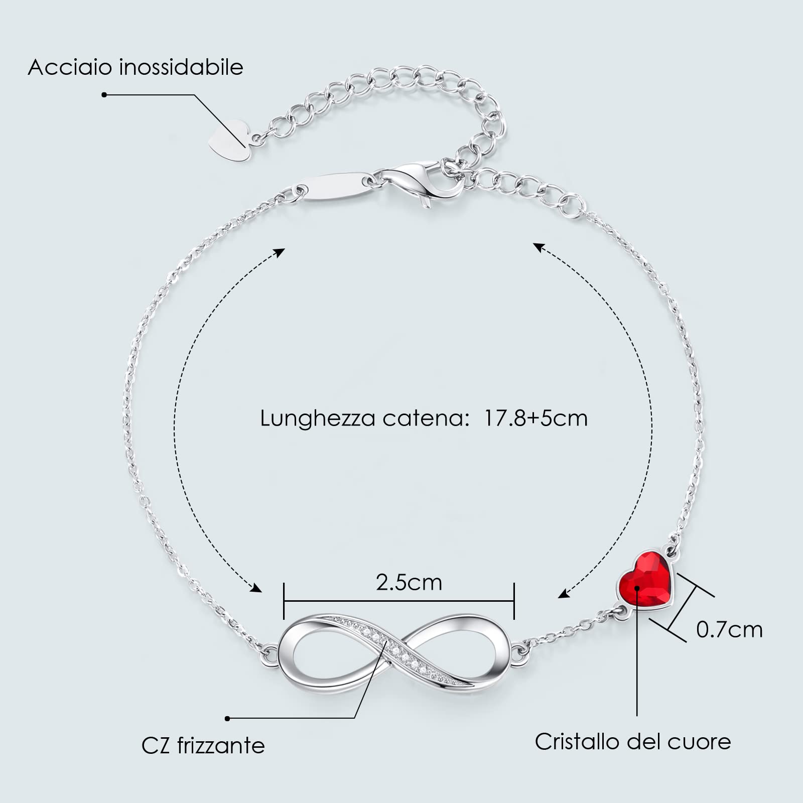 LOUISA SECRET Bracciale Donna Argento 925 Braccialetto Infinito Bracciali Cuore Gioielli Regalo Natale Compleanno Festa Della Mamma per Moglie Amiche Amica