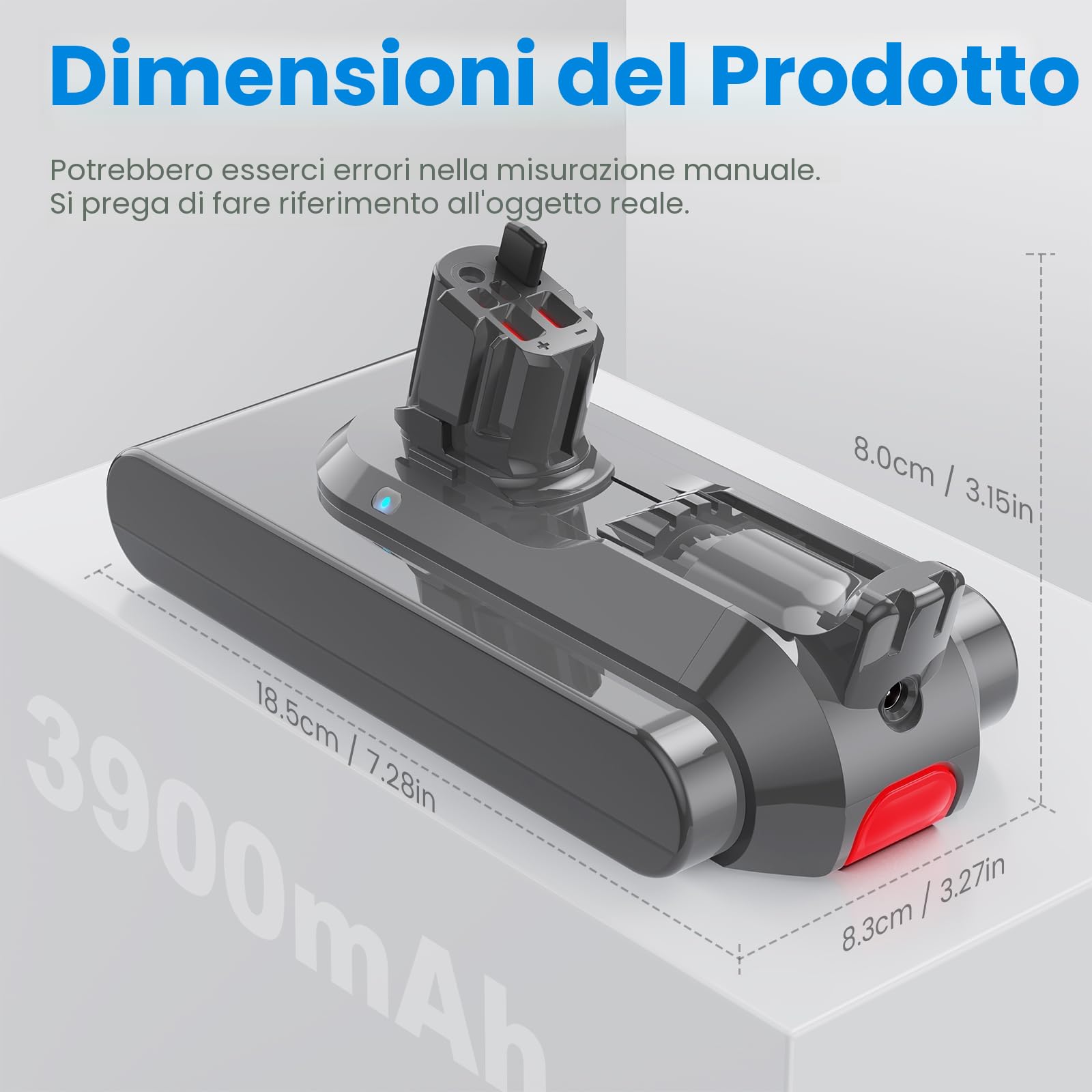 LabTEC Batteria di ricambio agli ioni di litio da 25,2 V 3900 mAh per aspirapolvere Dyson 11 (tipo a pulsante) Absolute Fluffy V15 Detect senza fili, con 1 coperchio + 1 spazzola (non per avvitamento