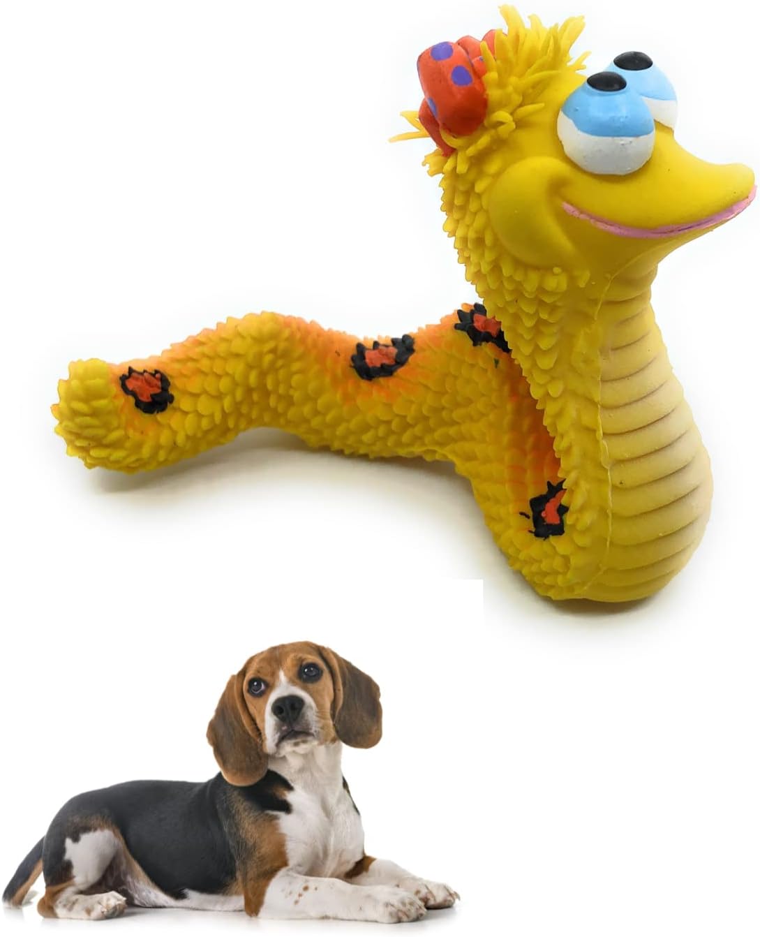 Pet Supplies : Smiley Snake Sensory Squeaky Rubber Dog Toy for Small ...