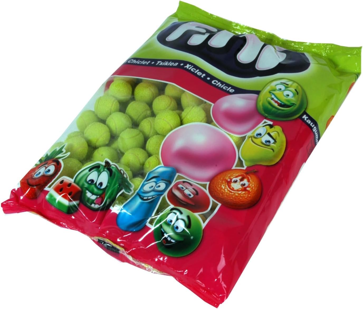 Tennis Ball Chewing Gum with a Fizzy Filling, 1kg Bag