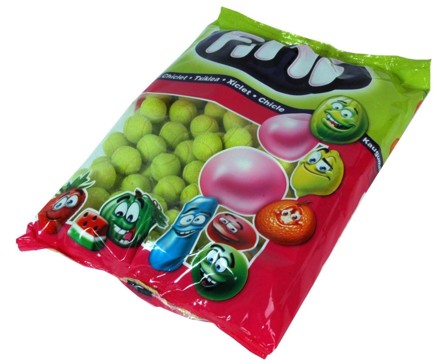 Fini Tennis Ball Chewing Gum with a Fizzy Filling, 1kg Bag
