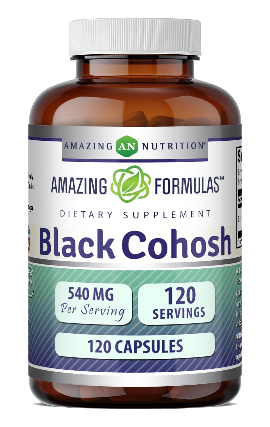 Amazing Formulas Black Cohosh Supplement | 540 Mg per Serving | Capsules | Non-GMO | Gluten-Free | Made in USA (1 Pack | 120 Count) Unflavoured