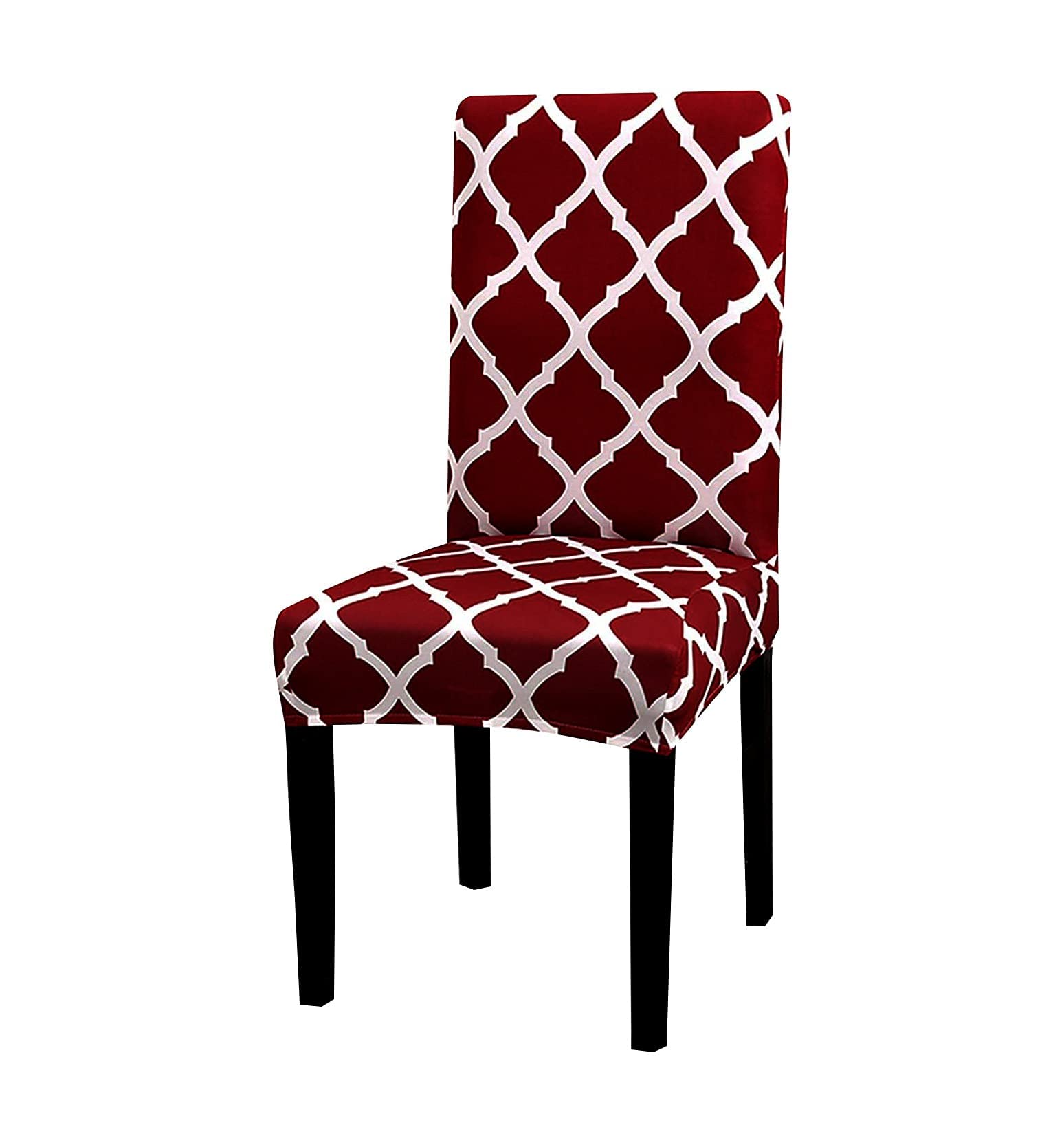 Quirk Elastic Chair Covers - Black & Brown Motif (Pack of 6) -32