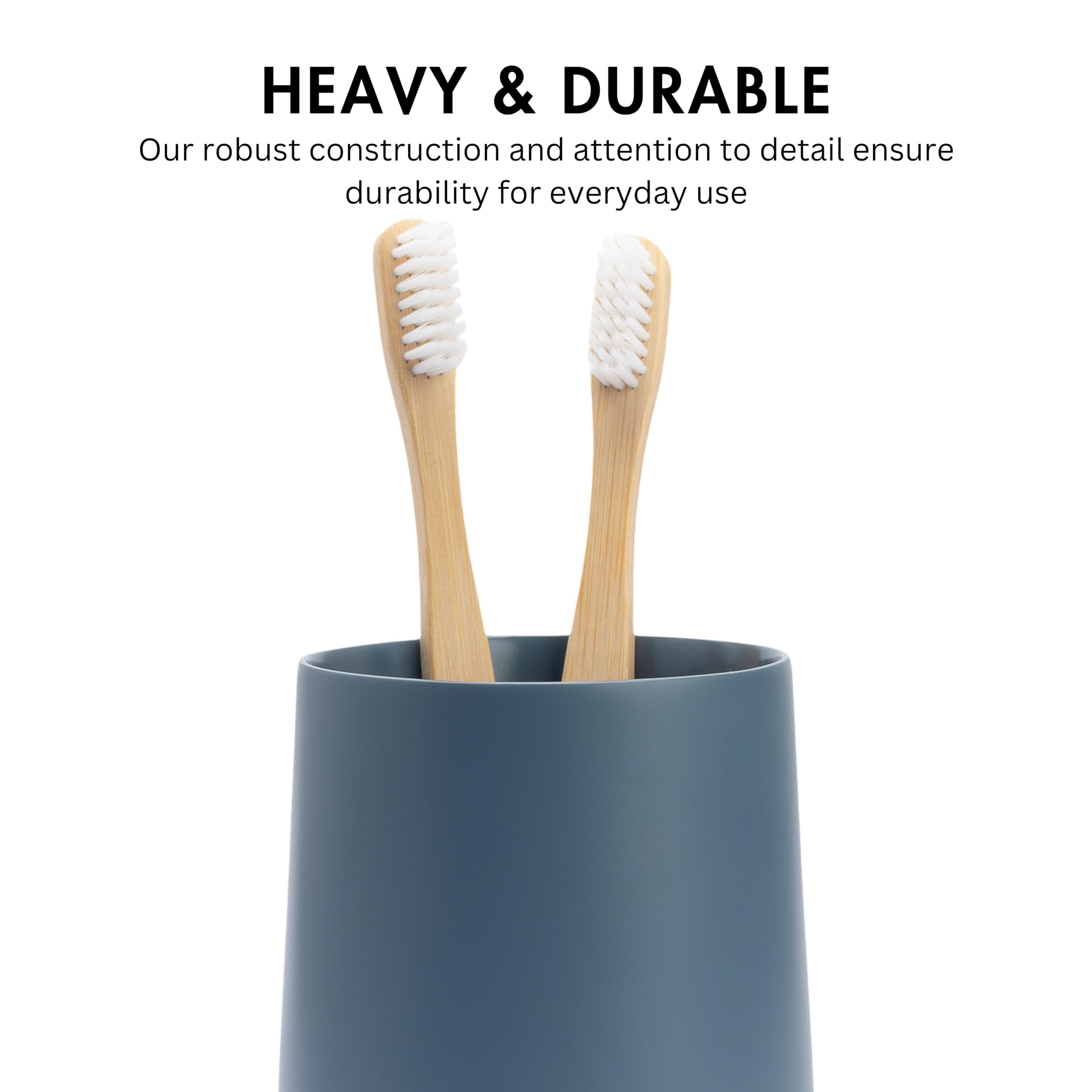 Yew Design Matte Blue Toothbrush and Toothpaste Holder and Cup for Bathroom Vanity and Countertop Round Organizer for Electric Toothbrushes Floss - Image 3