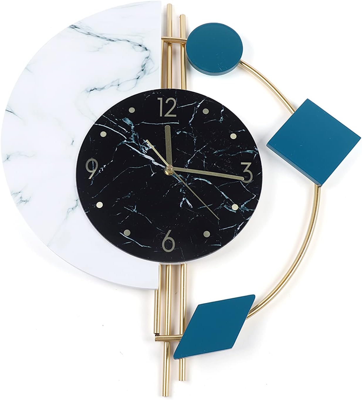 9.45 Inch Wall Clock Silent Large Decorative Geometric Marple Pattern Clock for Living Room, Kitchen, Office, Bedroom (Battery Not Included)