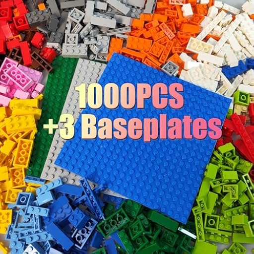 HUIZDQ 1000 Bloques, 3 Placas Base Clásicas Apilables, Placas Base Azul, Gris y Verde de 6,3« x 6,3», Compatibles con Las Principales Marcas | Ya disponible en tu tienda friki favorita! En mundofriki.es!