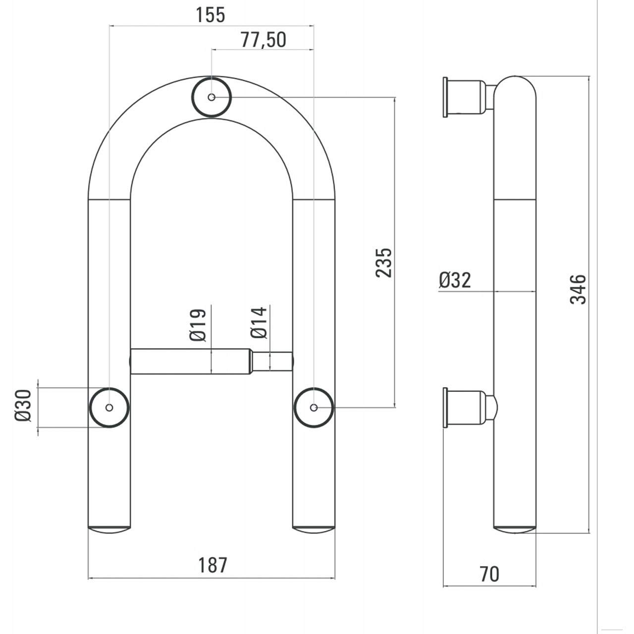 Massiver Edelstahl WC Sicherheitsgriff, Aufstehhilfe, Haltegriff mit Papierhalter - Für Toiletten und WC Bereich