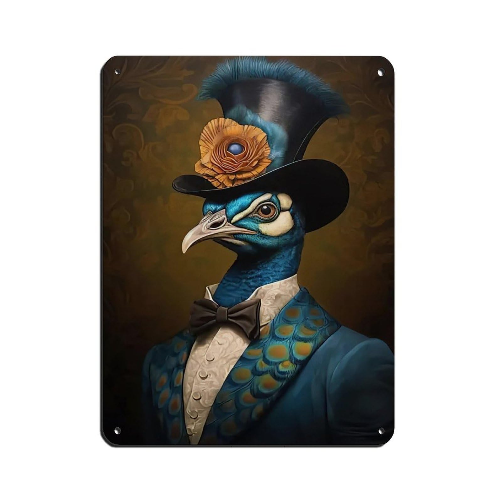 Vintage Renaissance Peacock Painting Poster Tin Sign Vintage Metal Pub Club Cafe Bar Home Wall Art Decoration Poster Retro 12x16inch(30x40cm)