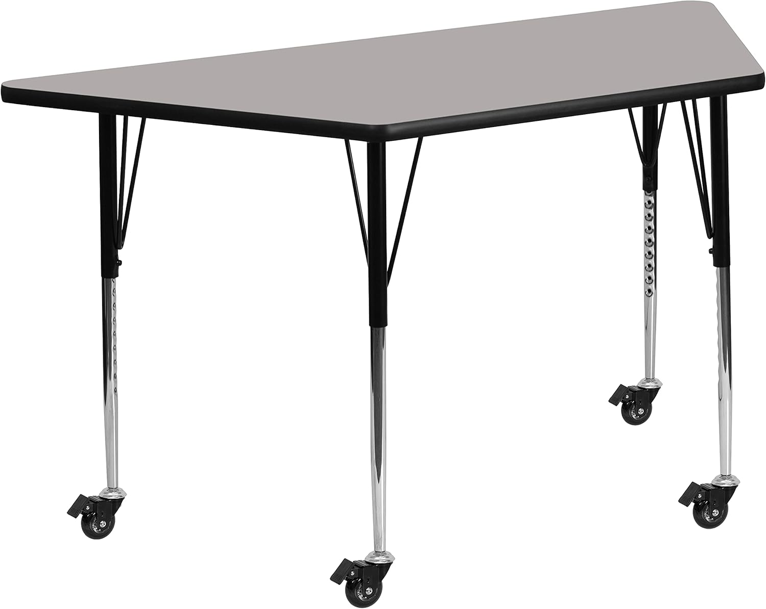 Flash Furniture Mobile 22.5''W x 45''L Trapezoid Oak HP Laminate Activity Table - Standard Height Adjustable Legs
