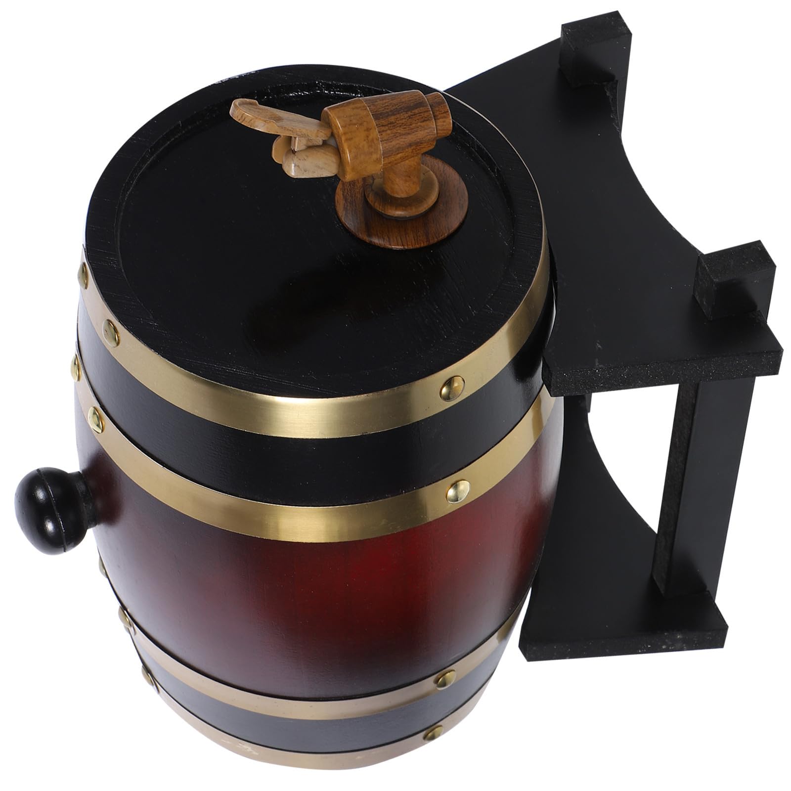 Barril de Madera para Vino y Cerveza 1.5l Color Rojo Diseño Rústico y Natural para Mejorar Aroma y Sabor en Reuniones y Fiestas