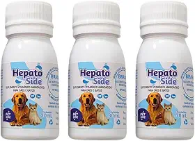 Kit 3 HepatoSide Pet 30ml Suplemento Vitamínico de Aminoácidos Para Cães e Gatos - Vitamina Pet Gestantes/Recuperação em geral