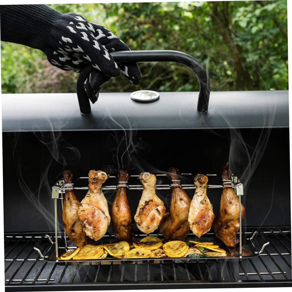 Support de cuisson barbecue en acier inoxydable avec plateau rack à poulet - 8