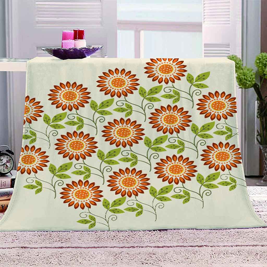 Couverture flanelle 3D au design tournesol élégant pour intérieur chic