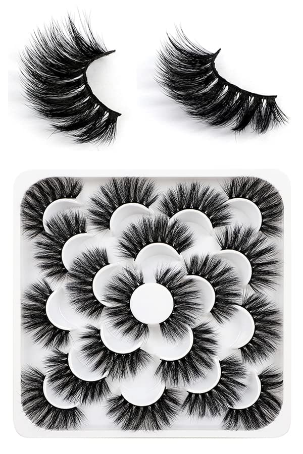 ALPHONSE False Eyelashes 22MM Dramatic Volume Faux Mink Fake Eyelashes 8D Fluffy Luxurious Lashes Pack 7 Pairs 7 Styles Mixed