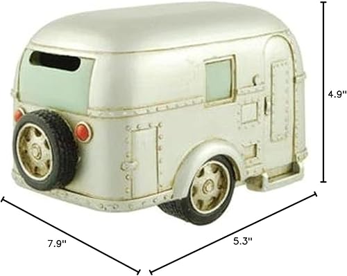 Miniatura 2 de RV Collectibles - Banco de monedas, caravana de viaje vintage plateada, 6.5 pulgadas