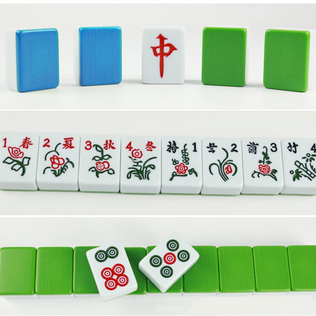 Chiński mahjong zestaw autentyczny chiński bez numerycznego kodu 0,8 cala wysokie płytki Mah-jong przenośny podróżny Majhong zestaw gier dla domu na imprezę rodzinną