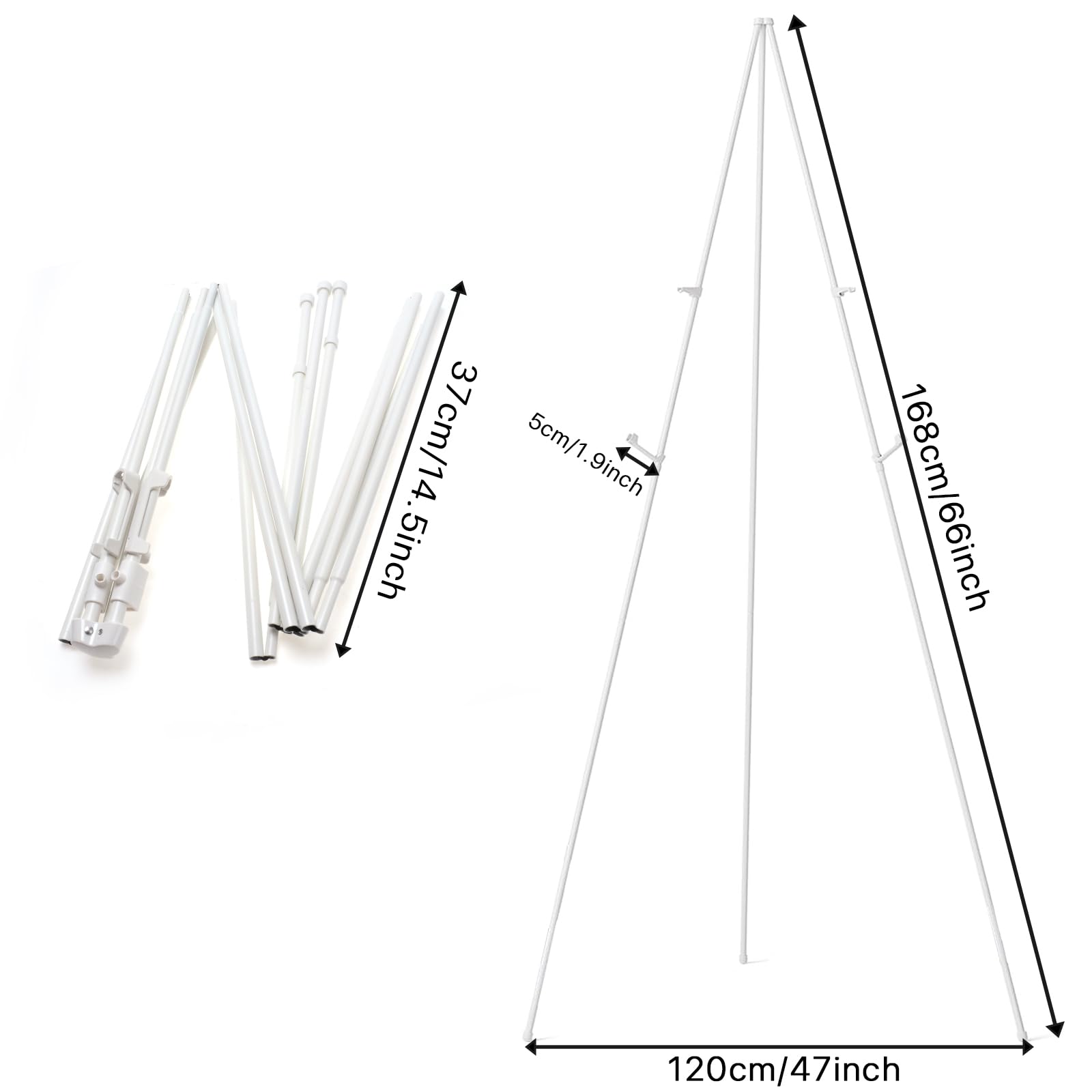 AyeVision Tripod Easel 5.5ft Collapsible Display Stand Catalogues Holder Displaying Tier for Exhibitions Galleries Wedding (White) - Image 2