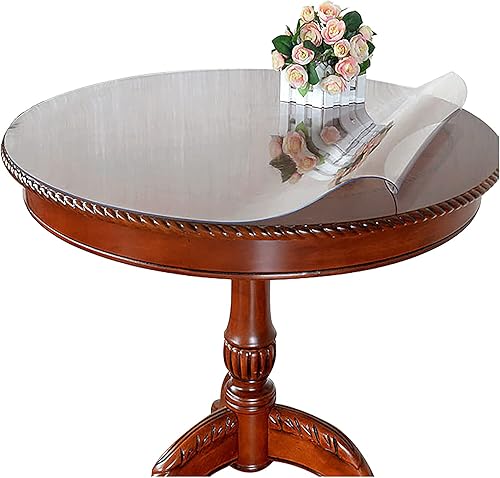 Mantel redondo transparente de 0.079in, mantel de plástico PVC, protector de mesa transparente, a prueba de aceite, lavable, redondo, para mesa de