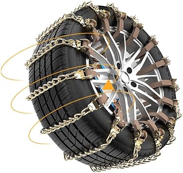 10 Pcs Set Tire Chains,Snow Chains Fist Car SUV Pickup Trucks,Quick Easy Installation Tire Traction Chain,Adjustable Universal Emergency Anti-Skid Thickening Snow Cables155-265mm