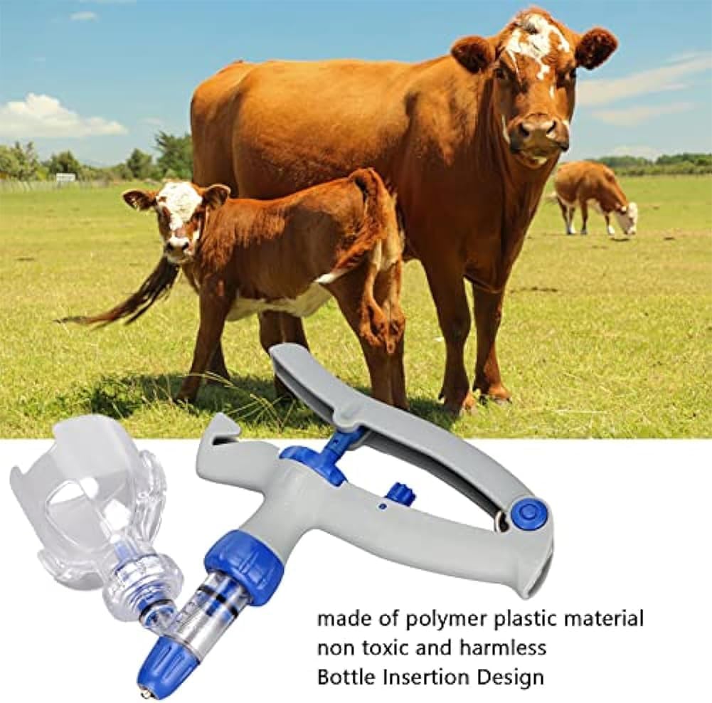 Inyector de jeringa para ganado, jeringa veterinaria ajustable de acero inoxidable para inyección de ganado y animales, herramienta reutilizable