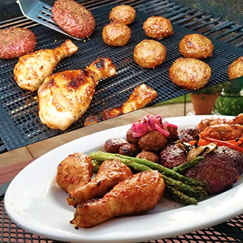 SIGVAL Mighty Mat - Reinforced Non-Stick Grill Mesh Mats - Set of 3 - Use as Smoker Mat, Baking Mat, and BBQ Mat to Cook Fish, Vegetables, Meats on Smoker or Grill - Thumbnail 7