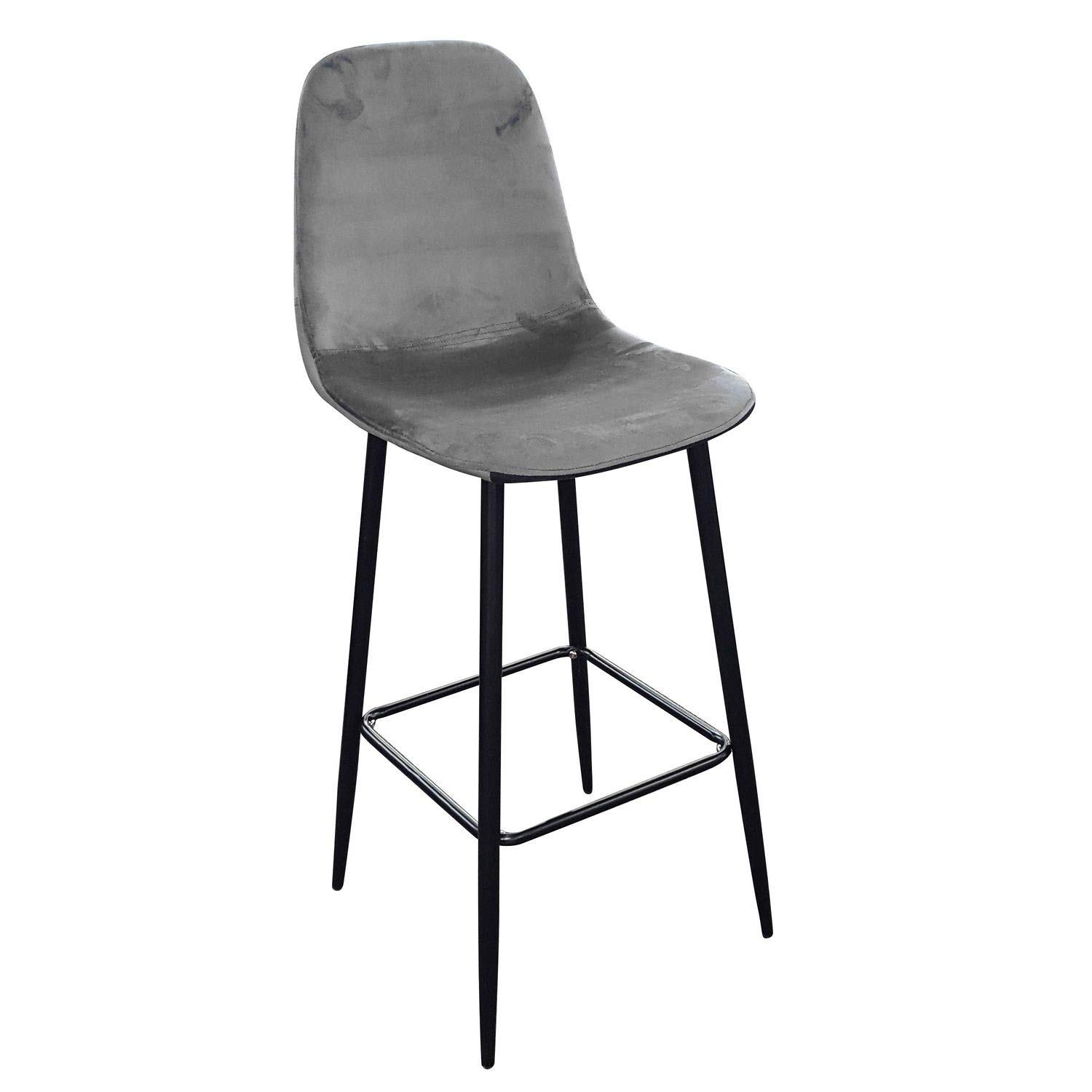 Tabouret de bar en velours vintage gris Inoui 110 cm Urban Living
