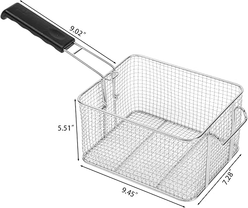 Miniatura 7 de ROVSUN Freidora eléctrica de 12.5 cuartos de galón con canasta, temporizador, drenaje y tapa, freidora de aceite comercial de acero inoxidable de un
