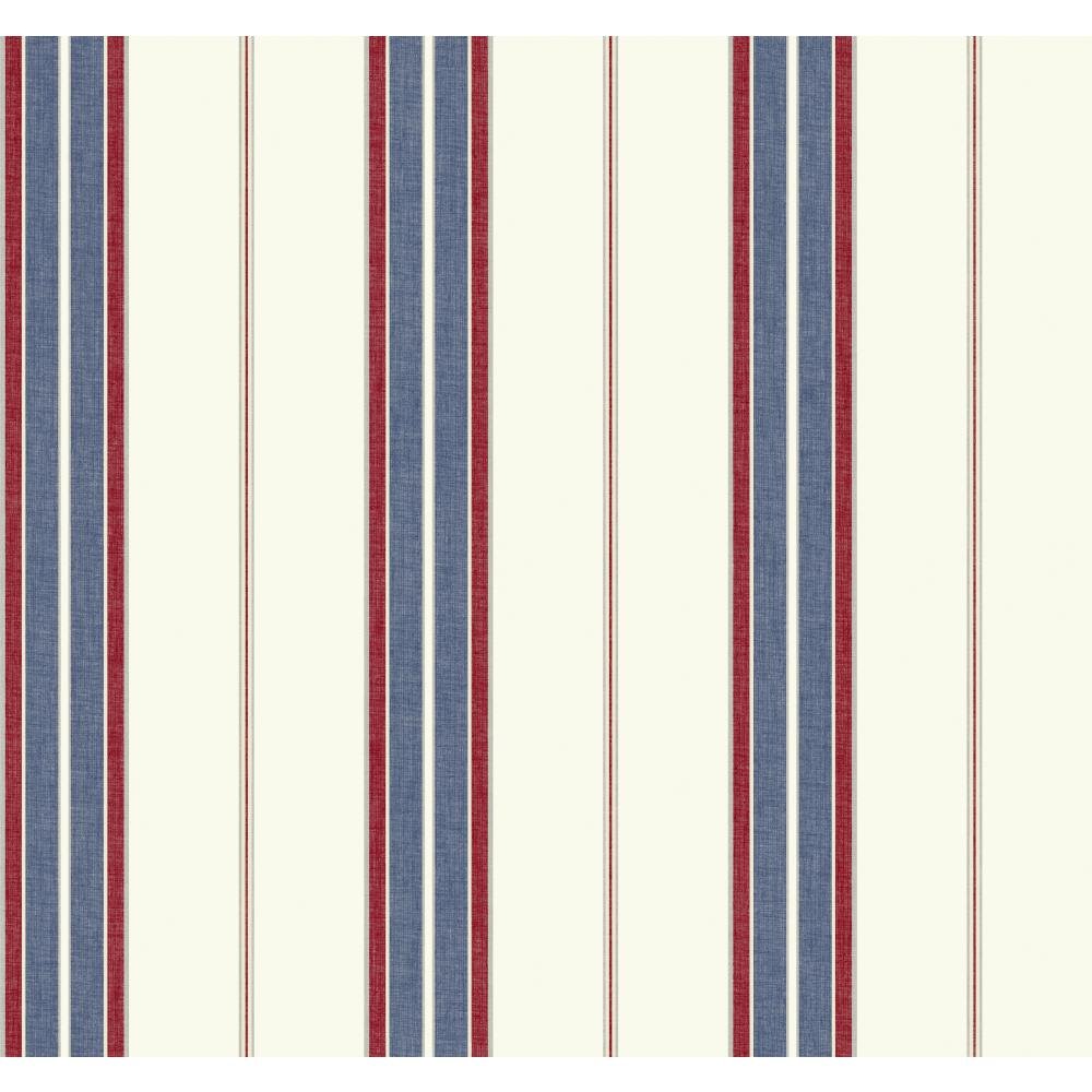 York Wallcoverings Nautical Living Bay Stripe 2 Removable Wallpaper, Cream/Red/Navy Blue/Beige/Pale Grey