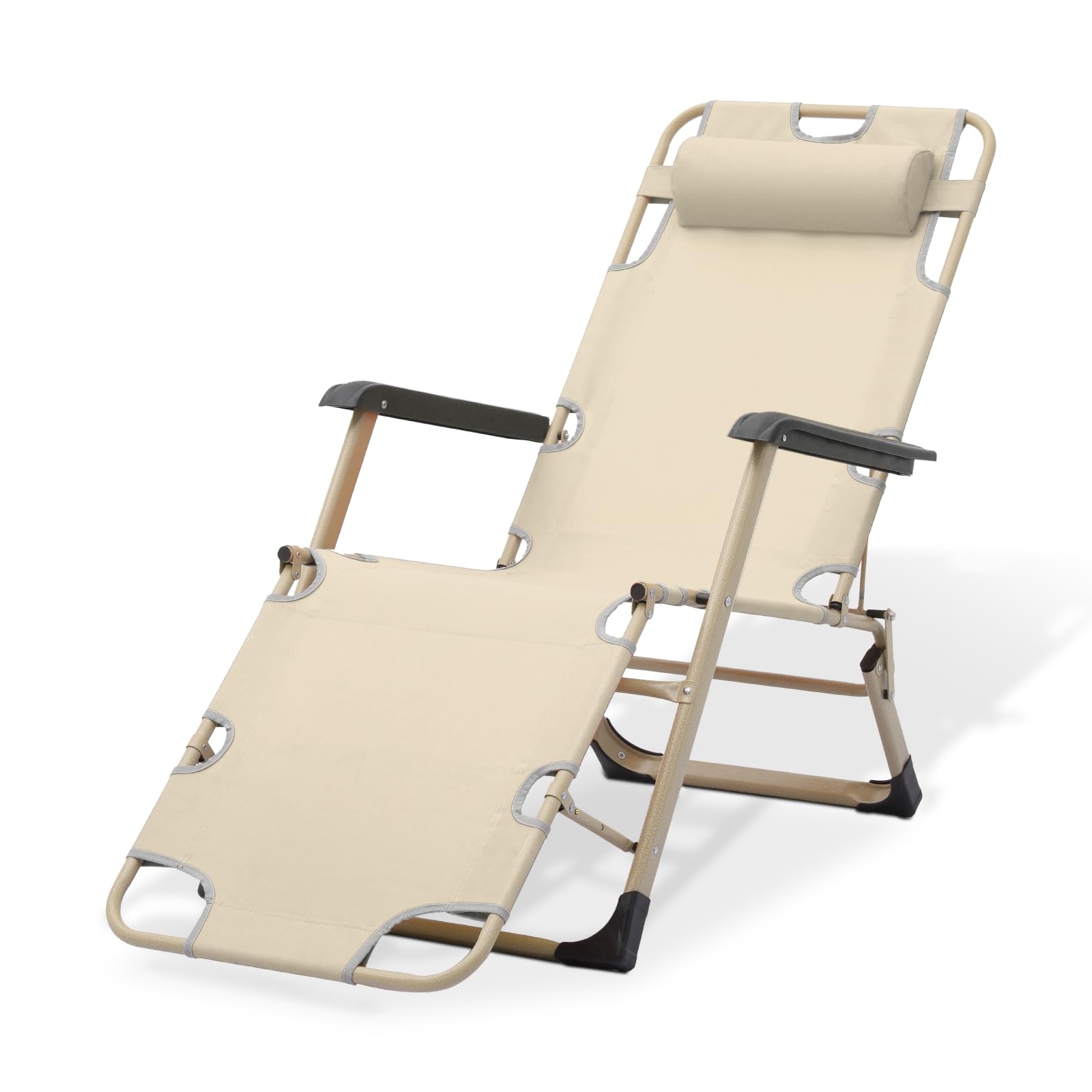 Chaise de terrasse pliante inclinable de jardin avec appuie-tête