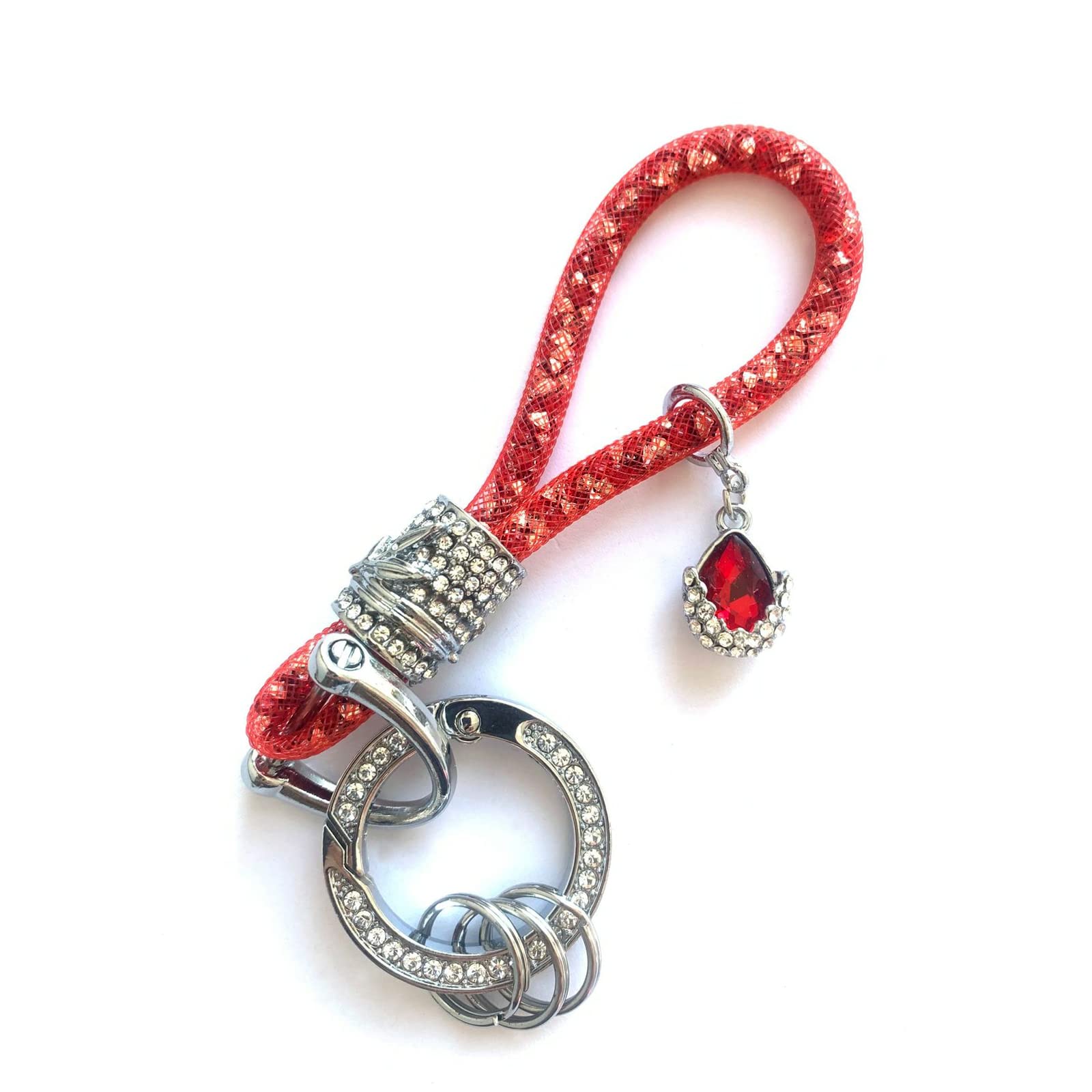 1 PC B-ling Crystal Car Keychain, Keychain Accessories With B-ling Rhinestones, Car Glitter Key Ring (Red)