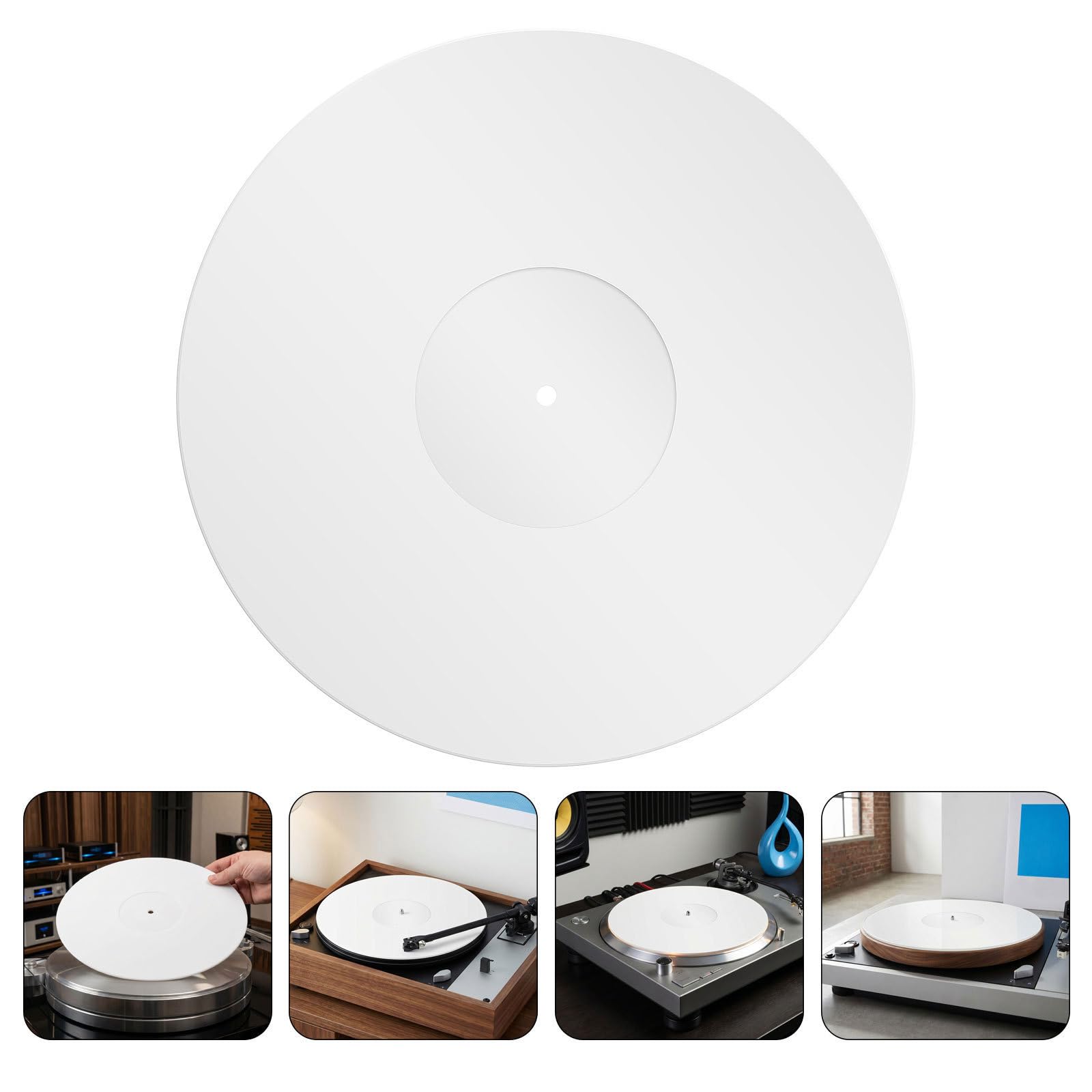 2 Pezzi Tappetino per Giradischi Acrilico Bianco Antistatico e Resistente per Dj e Appassionati di Musica Elettronica