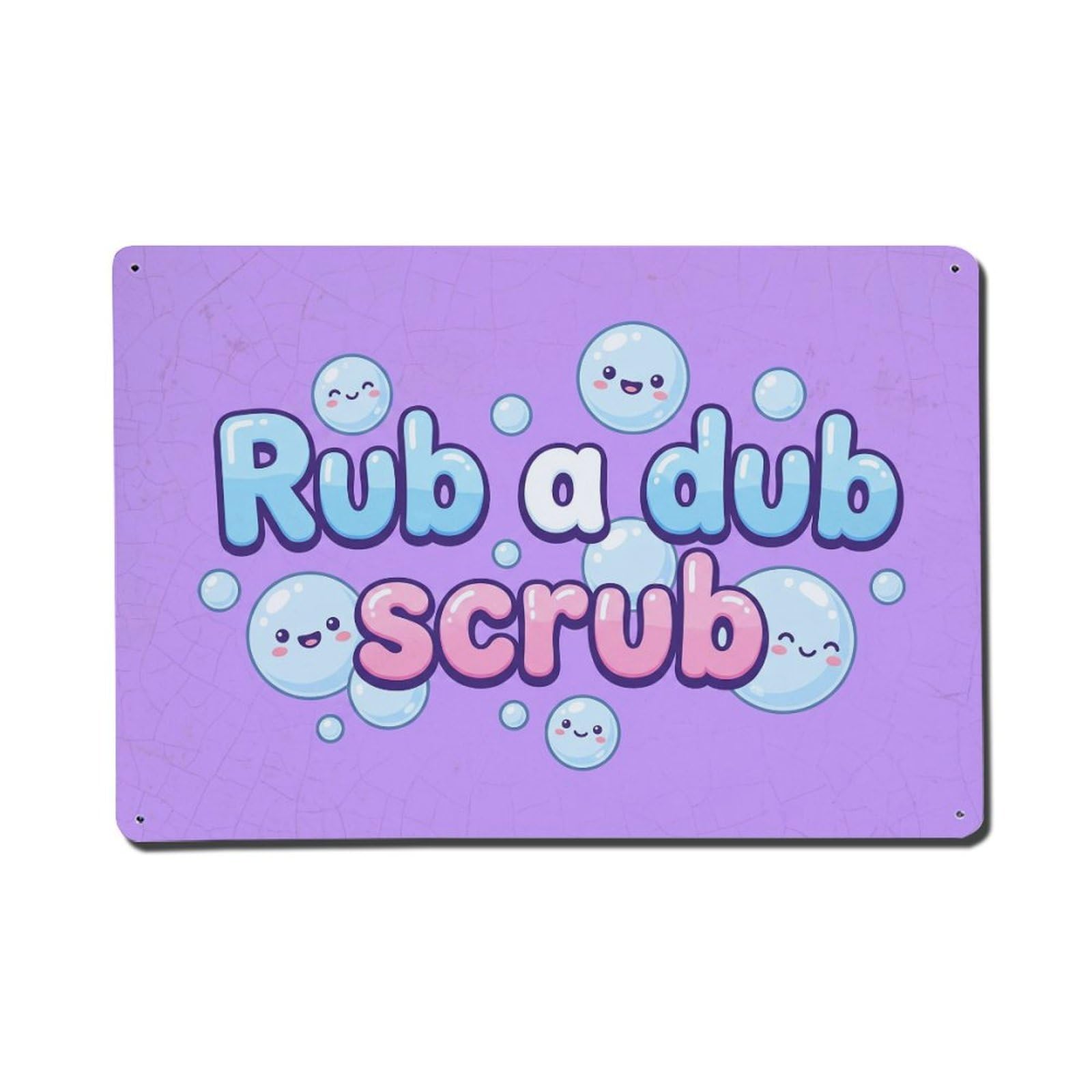 Olhnbad Style Rub A Dub Scrub Hand Washing Quote Cartoon Metal Tin Sign