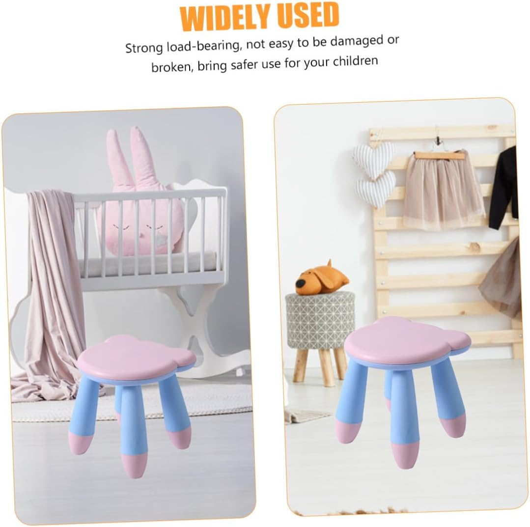 Cartoon Stool Anti-Slip Plastic Step Stool with Cute Bear Design for Home and Preschool Use Pink