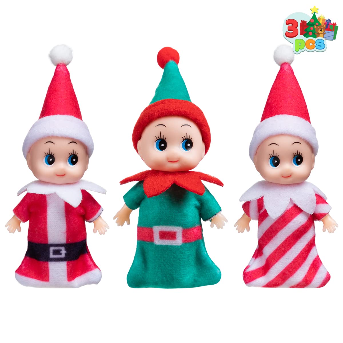 JOYIN 3 PCS Christmas Tiny Doll Colorful Plush Dolls Accessories Tiny Doll of Girl for Accessories and Props, Christmas Party Decoration and Stocking Stuffers