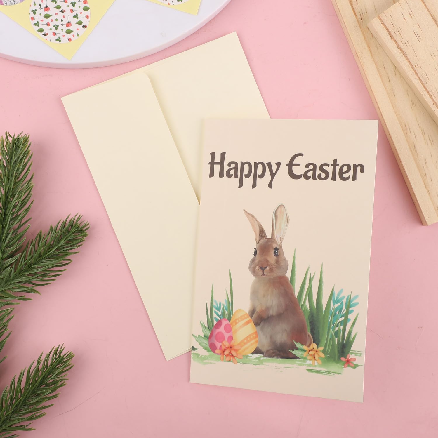 Tarjetas De Pascua Pack 12 Unidades - Diseños Conejos Y Huevos Con Sobres - Para Regalos Familiares