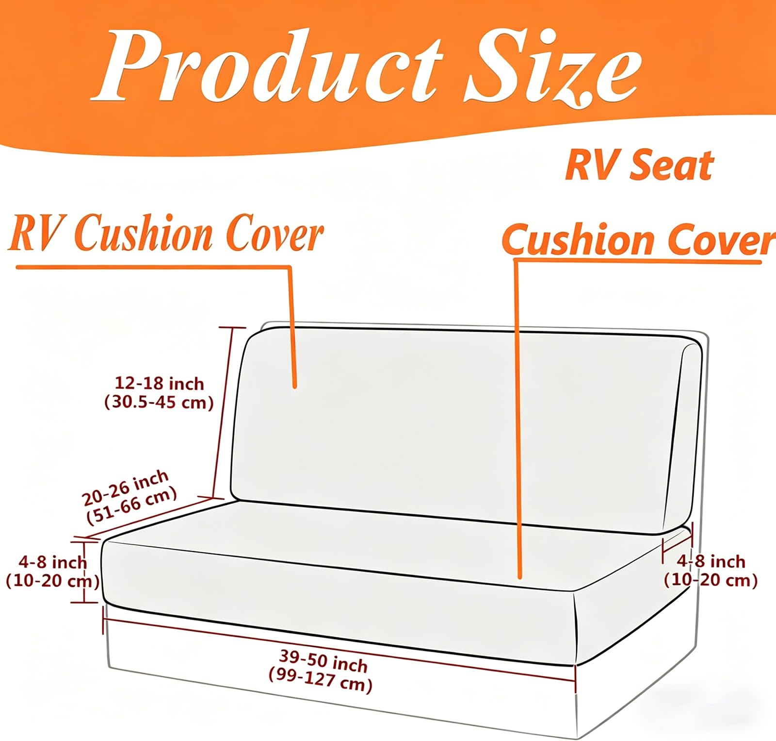 Copricuscini per Camper, 2 pezzi Elasticizzati Coprisedili Jacquard Copridivano per Camper RV Lavabile Fodere Cuscini Dinette per Caravan (Velluto, Beige)