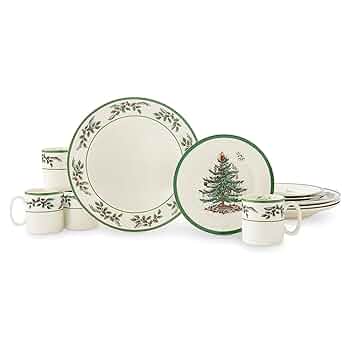Spode Christmas Treeシリーズ　12ピースセット Amazon.com | Spode Christmas Tree 12-Piece Dinnerware Set
