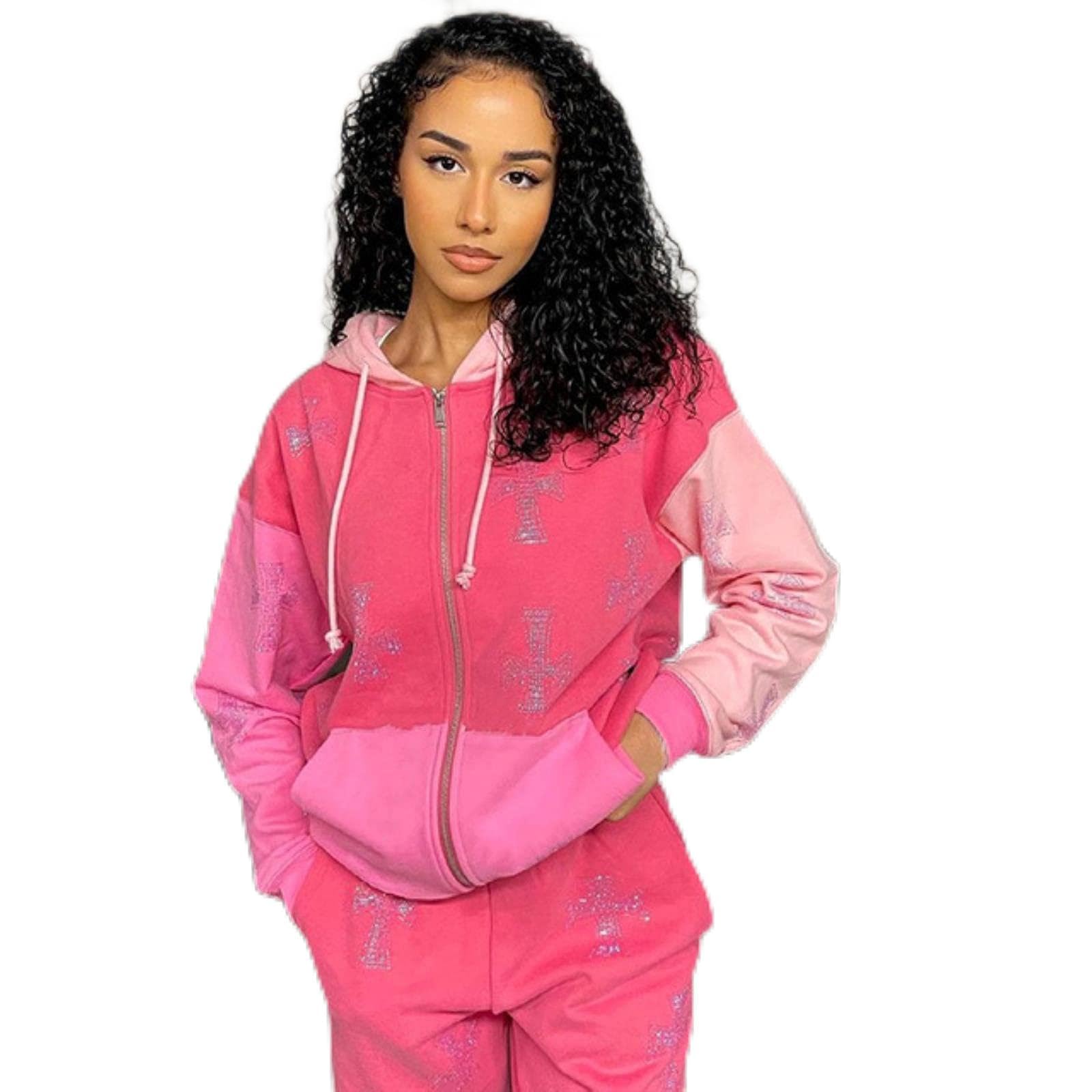CHOUX Summer Zip up up à Sweat à Capuche surdimension-Pink 1,M