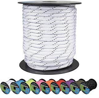 West Coast Paracord Cuerda de paracaídas reflectante de 550 libras, cuerda táctica de paracaídas tipo III de 7 hebras para senderismo, campamento y pesca, color blanco reflectante (100 pies)