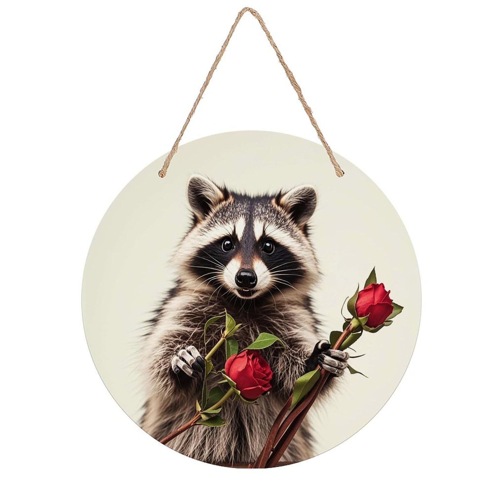 FekiLoot Funny Raccoon Welcome Sign Wall Decor Welcome Round Wood Hanging Signs Decoration Farmhouse Wall Sign Wall Plaque Funny Decor Door Hanger for Front Door Porch Office