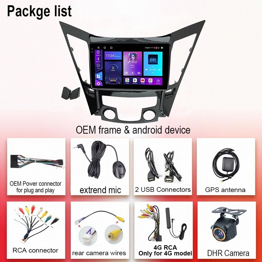 Radio Samochodowe Z Ekranem Dotykowym dla Hyundai Sonata 8 2010-2015 9 Inches Android 15 Radio Samochodowe Podwójne Steering Wheel Controls Dla, 4 Core 2G+32G