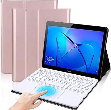 TouchPad Keyboard Case for Huawei MediaPad T3 10, Magnetically Detachable Wireless Bluetooth Keyboard for for Huawei MediaPad T3 10 9.6-Inch Tablet 2017, Black