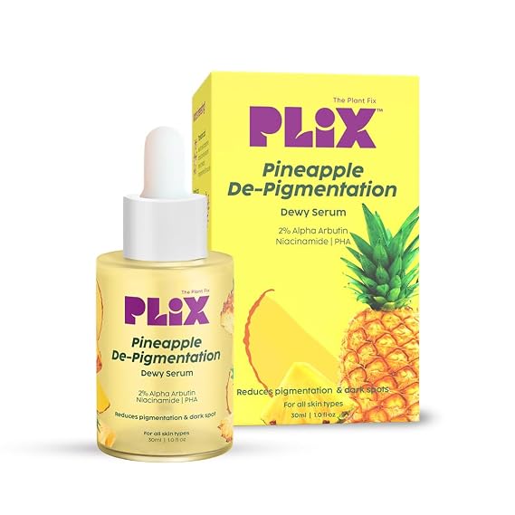 PLIX - THE PLANT FIX 2% Alpha Arbutin Pineapple Depigmentation Dewy Face Serum for Dark Spots for Unisex with 10% Niacinamide, 5% PHA for All Skin, 30ml (Pack of 1)