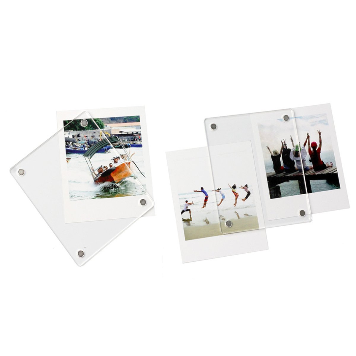 6 Cadres Photo Magnétiques Acrylique Pour Instax Square - À Coller Sur Frigo, Armoire - Affichage Photo Facile