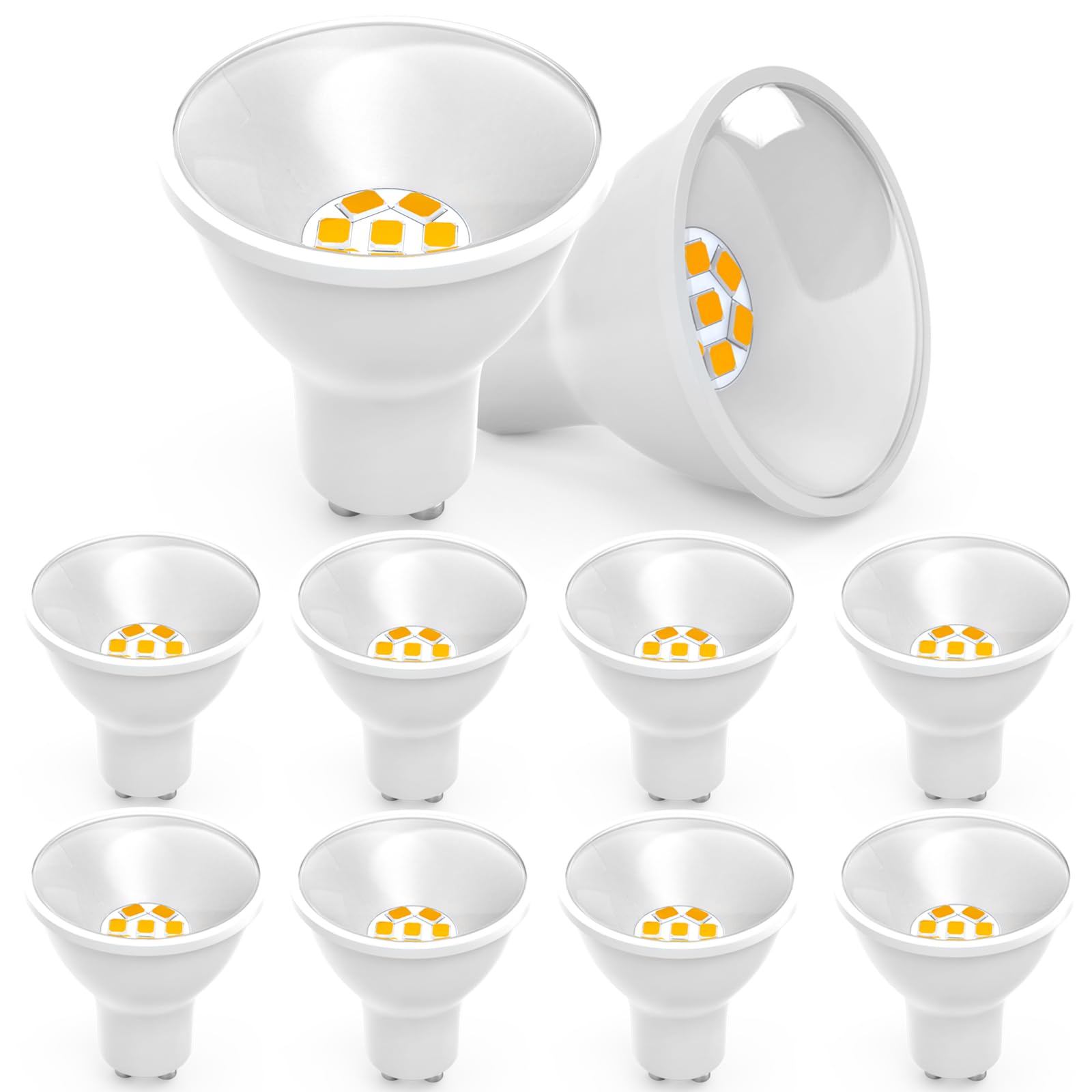 Auting GU10 led warmweiß, gu10 LED Spots 5W Lampe, Ersetzt 70W Halogen, 120° Abstrahlwinkel LED Spot GU10, 800Lm Leuchtmittel, Nicht dimmbar, 10 Stück