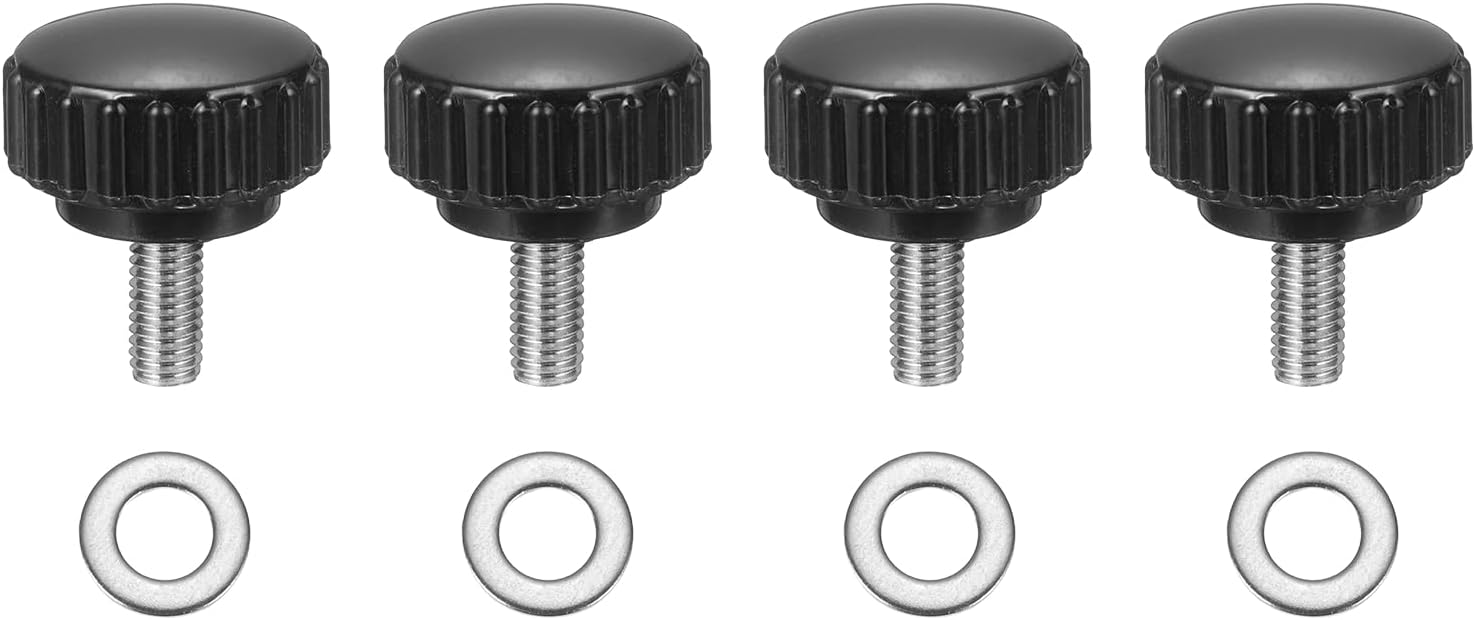 sourcing map 4Pcs Knurled Clamping Knobs, M5 x 12mm Metric 304 Stainless Steel Male Thread Thumb Screws 22mm Width Knurled Handle Bolts Grip with Washers for Machine Umbrella Base Replacement