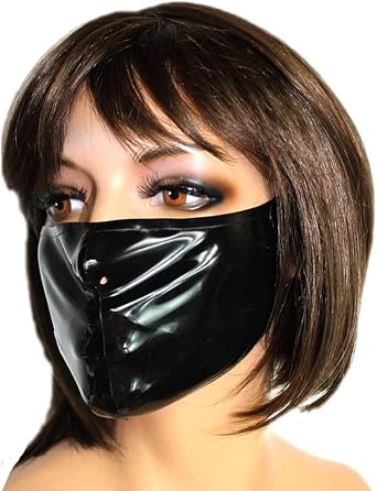 EXLATEX Latex Hood Mask for Men - Rubber Mouth Mask with Nostril Cosplay Hood