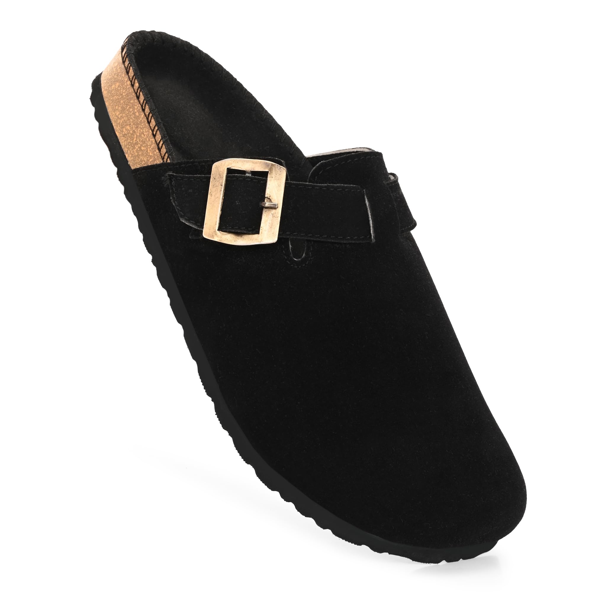vellinto Comfortable Sphinx Clog ll Suede Clogs Slip-On Mules with Buckle, Comfortable Arch Support, Anti-Skid Sole-picture-53
