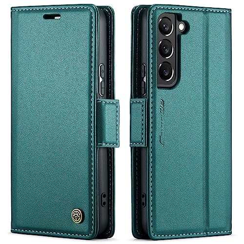 Coque Samsung S21 portefeuille en cuir vert QLTYPRI avec fentes cartes