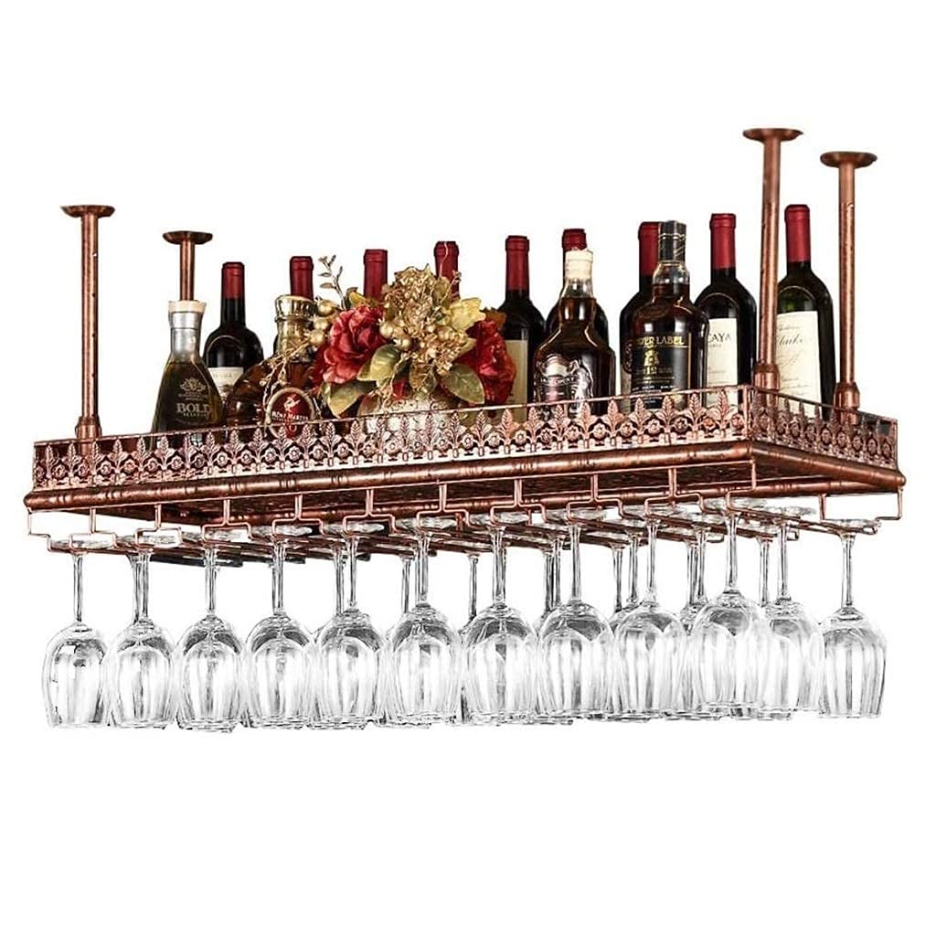 Soporte para botella de vino de techo en metal premium y organizador de copas